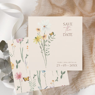 Simple Colourful Wildflower Floral Wedding Save The Date