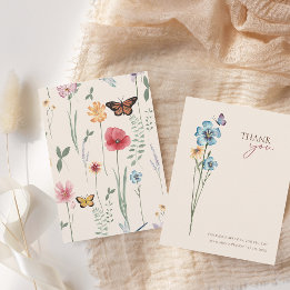 Simple Colourful Wildflower Floral Wedding Thank You Card