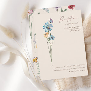Simple Colourful Wildflowers Wedding Reception Enclosure Card