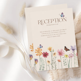 Simple Colourful Wildflowers Wedding Reception Enclosure Card