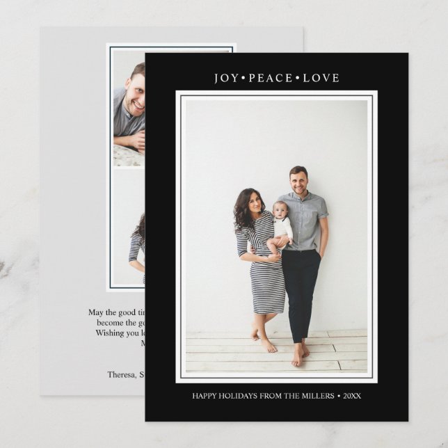 Simple Colours | Black Vertical Multi Photo Invitation (Front/Back)