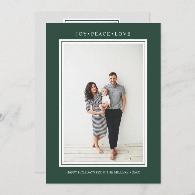 Simple Colours | Pine Green Vertical Multi Photo Invitation (Front/Back)