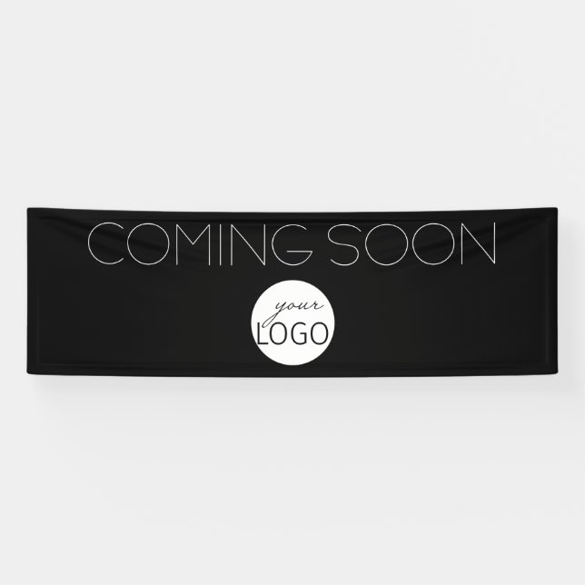 Simple Coming Soon Black and White Business Logo B Banner (Horizontal)
