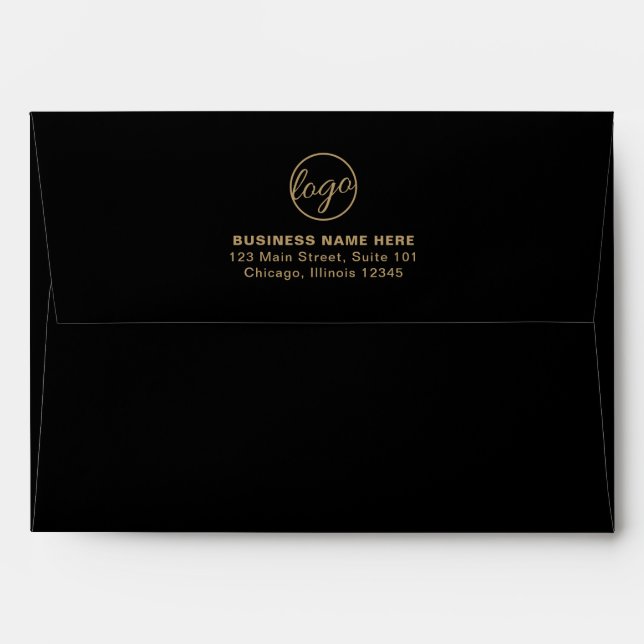 Simple Company Branding Business Black Gold Logo Envelope (Back (Top Flap))