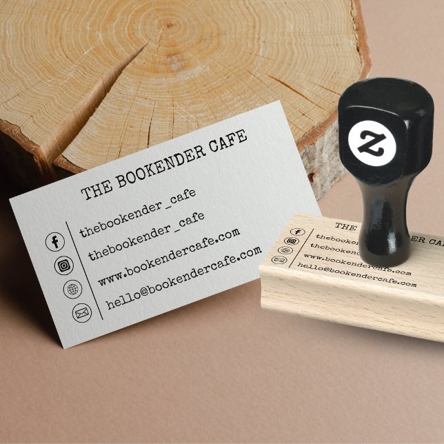 Simple Company Business Card Social Media  Rubber Stamp (Creator Uploaded)