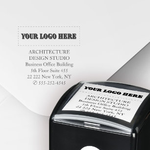 Simple company logo business return address self-inking stamp