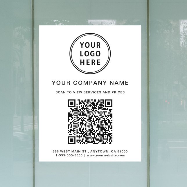 Simple Company Logo Create Your QR Code White Window Cling (Simple Company Logo Create Your QR Code White Window Cling)