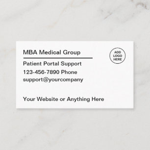 Simple Company Logo Patient Portal Support Business Card