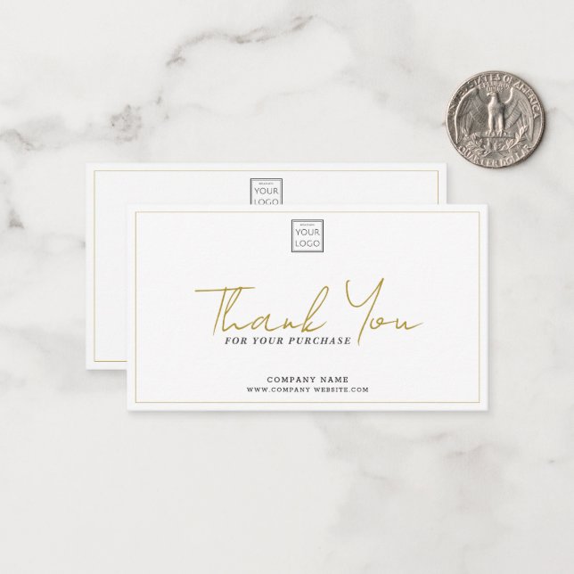 Simple Company Logo Promo Code Gold Thank You   Card (Front/Back In Situ)