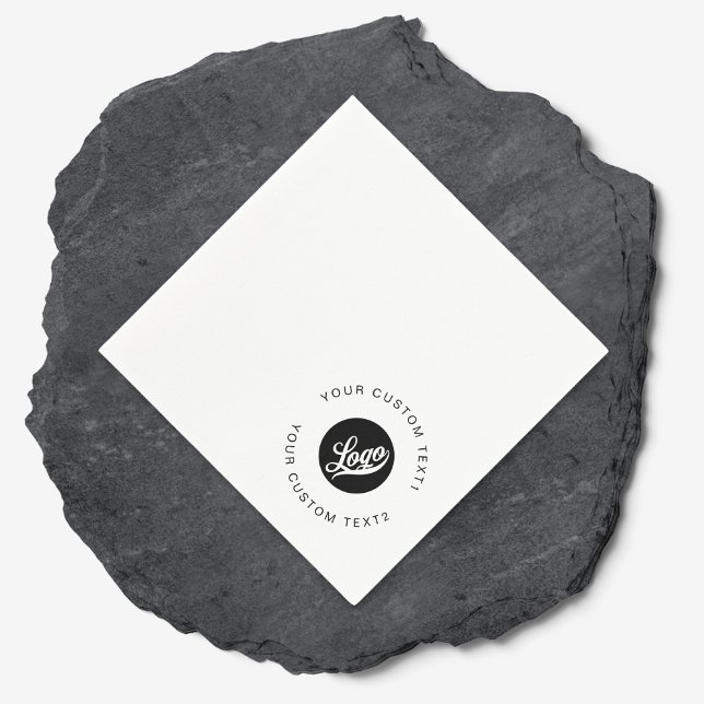 Simple Company logo & Round text Corner Business Napkin (Creator Uploaded)