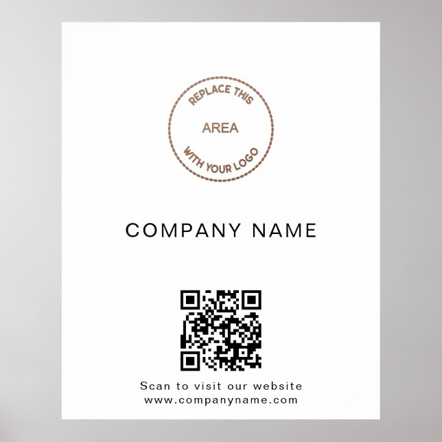 Simple Company Name Logo Website QR Code Poster (Front)