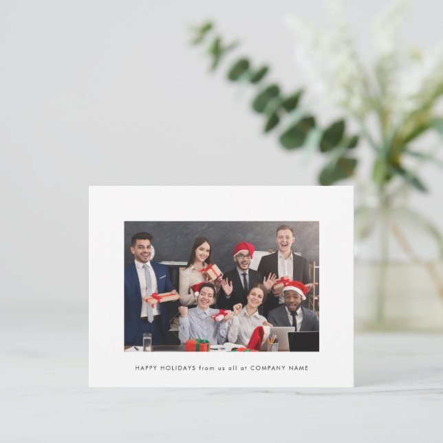 Simple Company Photo Business Happy Holidays Postcard (Standing Front)