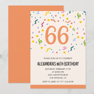 Simple Confetti 66th birthday invitations Modern