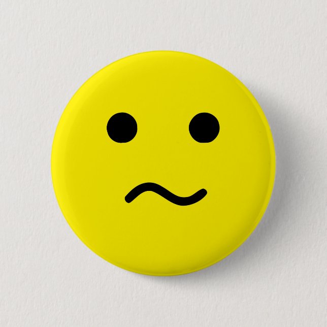Simple Confused Meh Yellow Face 6 Cm Round Badge (Front)