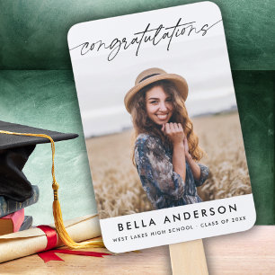 Simple Congratulations Graduation Script Photo Hand Fan
