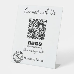 Simple Connect with Us Qr Code Business Corporate Pedestal Sign