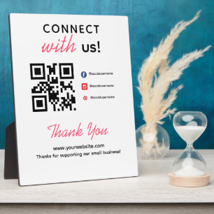 Simple Connect With Us Social Media QR Business Plaque