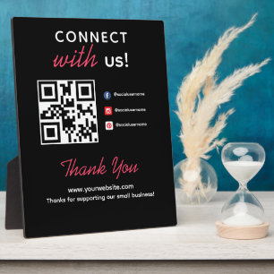 Simple Connect With Us Social Media QR Business Plaque