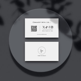 Simple Connect With Us Social Media QR Code Logo  Business Card