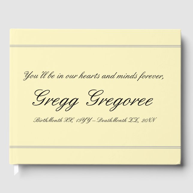 Simple & Conservative Funeral Guestbook (Front)