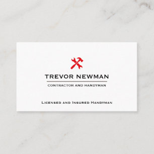 Simple Construction Handyman Carpenter RED Tools  Business Card