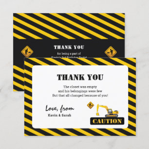 Simple Construction Trucks Boys Kids Birthday Thank You Card