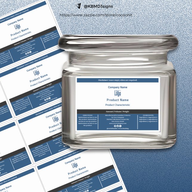 Simple Container Blue black White Product Label (Simple Container Blue black White Product Label)