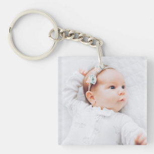 Simple Contemporary Baby Photo And Info Key Ring