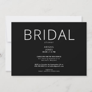 Simple Contemporary Black & White Bridal Shower II Invitation