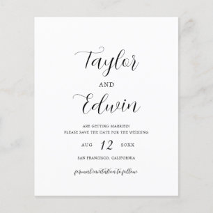 Simple Contemporary Budget Wedding Save The Date