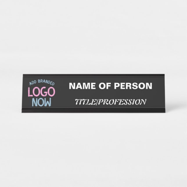 SIMPLE CONTEMPORARY CLEAN BLACK FASHIONABLE CLIENT DESK NAME PLATE (Front)