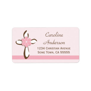 Simple Contemporary Cross with Pink Address Label2 Label