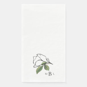 Simple Contemporary Hand-Drawn Stem Monogram Napkin