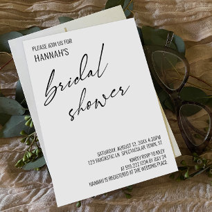 Simple Contemporary Handwriting Bridal Shower Invitation