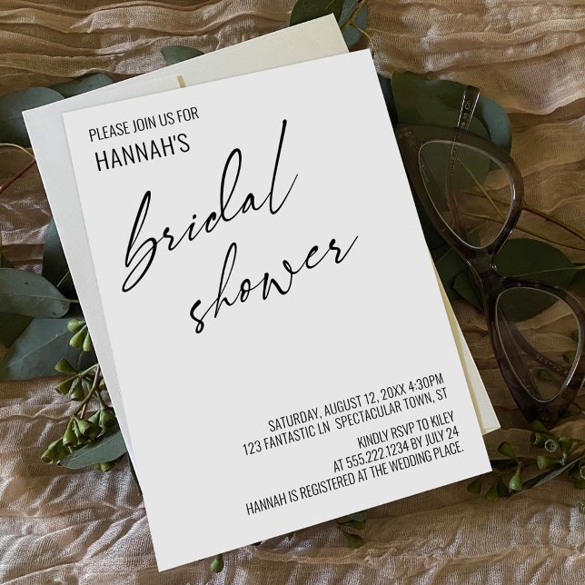 Simple Contemporary Handwriting Bridal Shower Invitation (Creator Uploaded)
