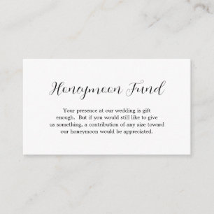 Simple Contemporary Honeyoon Fund Modern Wedding Enclosure Card