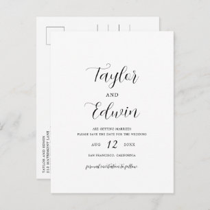Simple Contemporary Modern Wedding Save The Date Announcement Postcard