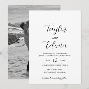 Simple Contemporary Photo Modern Wedding Invitation