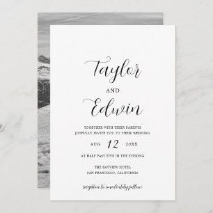 Simple Contemporary Photo Modern Wedding Invitation