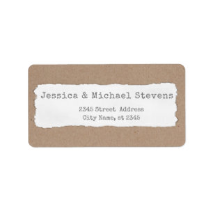 Simple contemporary torn paper cardboard label