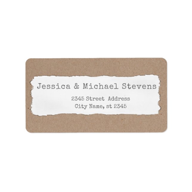 Simple contemporary torn paper cardboard label (Front)