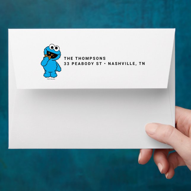 Simple Cookie Monster Birthday Envelope (Hand)