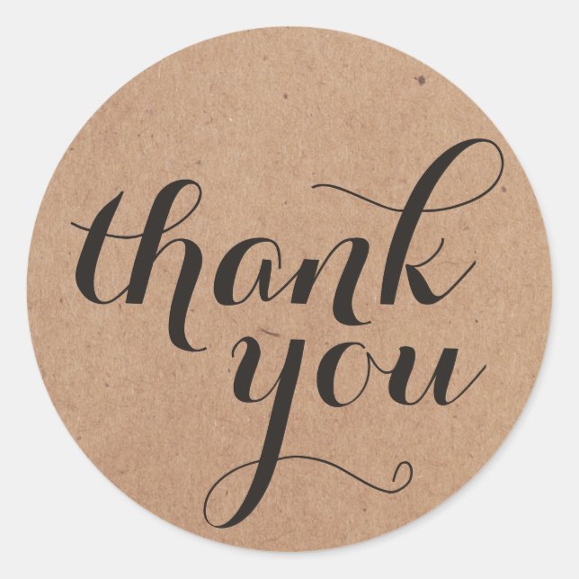Simple Cool Black Kraft Paper Thank you Classic Round Sticker (Front)