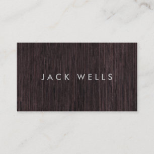 Simple Cool Dark Bamboo Wood Grain Rustic Business Card