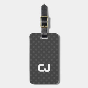 Simple Cool Grey Dotted Monogram Luggage Tag