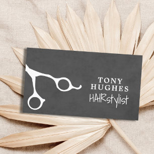 Simple Cool Grey White Hair Stylist Business Card
