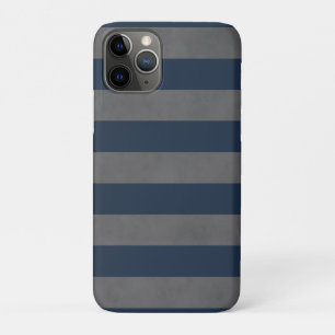 Simple Cool Manly Texture Grey Blue Striped iPhone 11 Pro Case