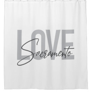 Simple, cool, modern design of Love Sacramento Shower Curtain