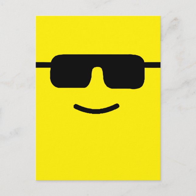 Simple Cool Shades Yellow Face Postcard (Front)