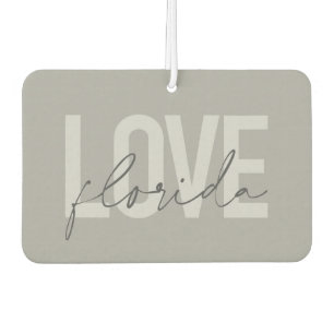 Simple, cool, urban, modern design of Love Florida Car Air Freshener
